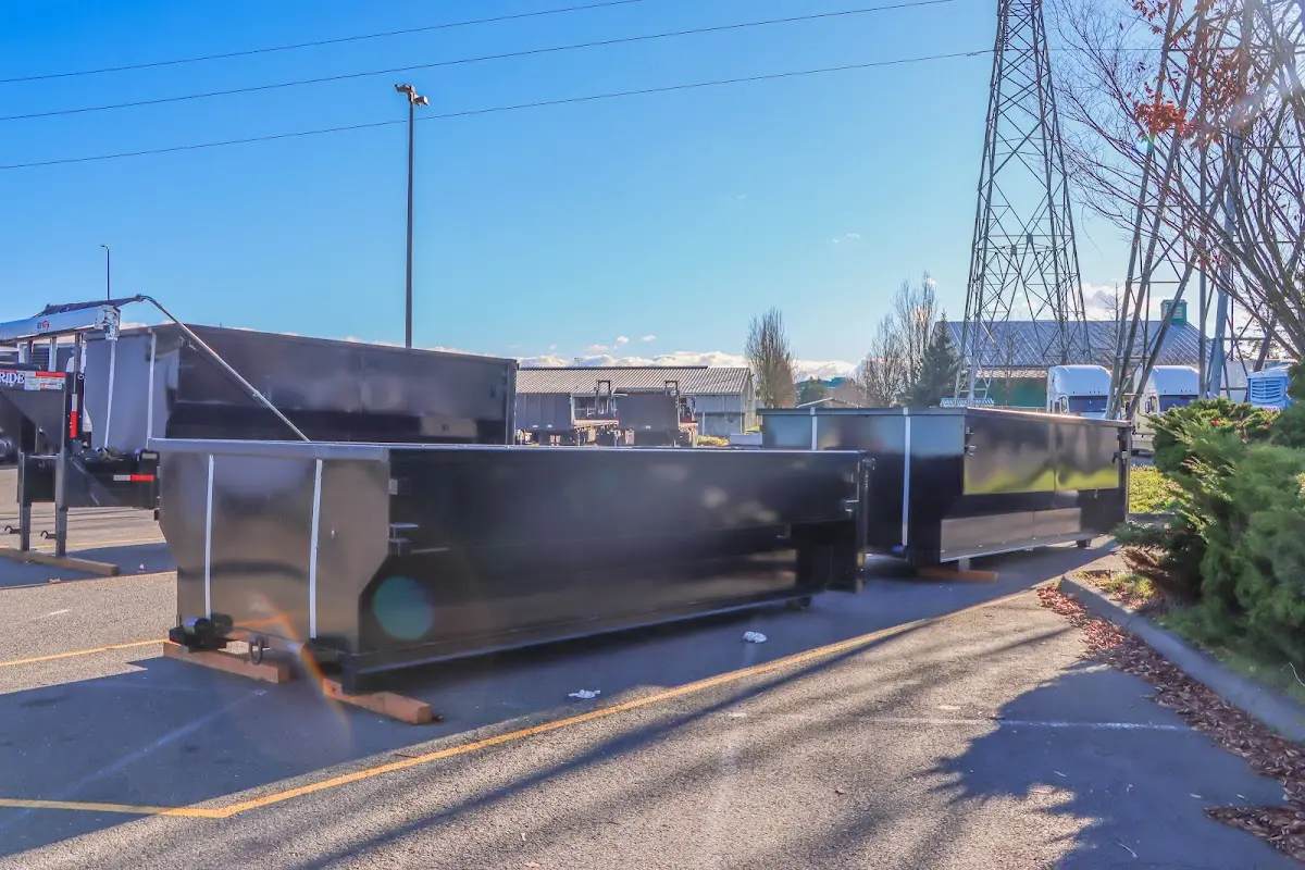 Roll-off dumpster ready for waste disposal at job site for Construction Dumpster Rental in Somerdale